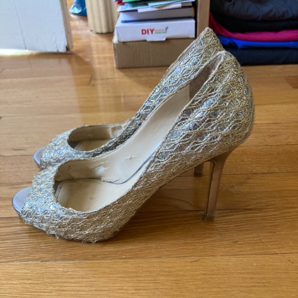 Enzo Angiolini Sparkly Peep Toe Heels